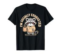 Sono socialmente esausto Raccoon Coffee Design Maglietta