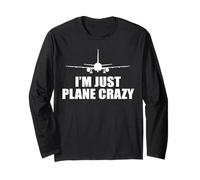 Sono Solo Pazzo di Aerei Amo Gli aeroplani Funny Airplane Meme Maglia a Manica