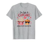 Sono Solo Un Cupcake Che Cerca Il Mio Stud Muffin Sweet Love Maglietta, Uomo, Grigio Melange, L