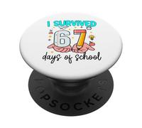 Sono sopravvissuto 67 Giorni di scuola Sei sette meme insegnante studente PopSockets PopGrip Adesivo