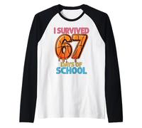 Sono Sopravvissuto a 67 Giorni di Scuola Basket Sei Sette Insegnanti Maglia con Maniche Raglan
