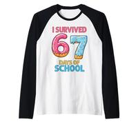 Sono Sopravvissuto a 67 Giorni di Scuola Gelato Sei Sette Insegnante Maglia con Maniche Raglan