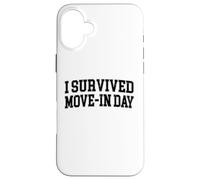 Sono sopravvissuto a Move In Day College Uni Chaos Dark Graphic Custodia per iPhone 16 Plus