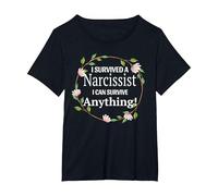 Sono Sopravvissuto a Un narcisista Posso sopravvivere a Qualsiasi Cosa Maglietta, Donna Plus-Size, Nero, 6X