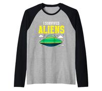 Sono Sopravvissuto Alieni rapimento Disco Volante UFO Credente Maglia con Maniche Raglan