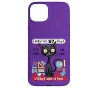 Sono sopravvissuto per 67 giorni Funny Cat School Six Seven Meme Custodia per iPhone 15 Plus
