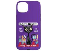 Sono sopravvissuto per 67 giorni Funny Cat School Six Seven Meme Custodia per iPhone 15 Plus