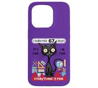 Sono sopravvissuto per 67 giorni Funny Cat School Six Seven Meme Custodia per iPhone 15 Pro
