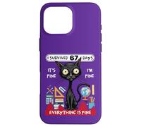 Sono sopravvissuto per 67 giorni Funny Cat School Six Seven Meme Custodia per iPhone 16 Pro Max