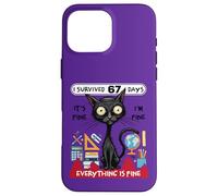 Sono sopravvissuto per 67 giorni Funny Cat School Six Seven Meme Custodia per iPhone 16 Pro Max