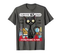Sono Sopravvissuto per 67 Giorni Funny Cat School Six Seven Meme Maglietta