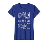 Sono Stanco di svegliarmi e Non Essere in Italia Maglietta, Donna, Blu Reale, XL