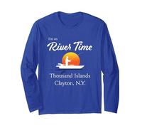 Sono su River Time - Thousand Islands Clayton NY St. Lawrence Maglia a Manica, Unisex per Adulti, Blu Reale, L
