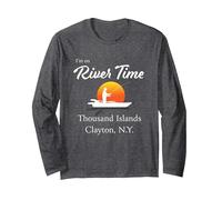 Sono su River Time - Thousand Islands Clayton NY St. Lawrence Maglia a Manica, Unisex per Adulti, Grigio Scuro, L
