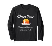 Sono su River Time - Thousand Islands Clayton NY St. Lawrence Maglia a Manica, Unisex per Adulti, Nero, M
