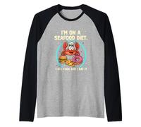 Sono su Una Dieta a Base di Frutti di Mare Vedo Cibo e Lo mangio Divertente Gioco di Parole Maglia con Maniche Raglan