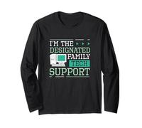 Sono The Designated Family Tech Support Funny Computer Nerds Maglia a Manica
