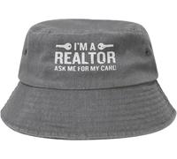 Sono Un Agente Immobiliare Donne Uomo Cotone Cappelli di Benna Confortevole Bucket Hat Moda Secchio Cappelli per Pesca Estate Viaggi
