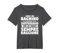 Sono Un Bagnino Che Io Abbia Sempre Ragione Maglietta, Donna Plus-Size, Grigio Scuro, 3X