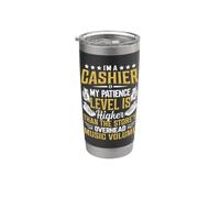 Sono un cassiere Il mio livello di pazienza è più alto della O del negozio Bicchiere termico in acciaio inox doppia parete