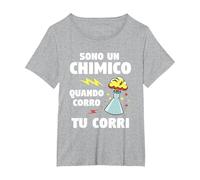 Sono Un Chimico Quando Corro Tu Corri Chimica Maglietta, Donna Plus-Size, Grigio Melange, 3X