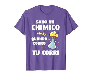 Sono Un Chimico Quando Corro Tu Corri Chimica Maglietta, Uomo, Viola mélange, XL