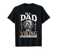 Sono un papà e un vichingo niente mi spaventa Odino Nordic Viking Maglietta