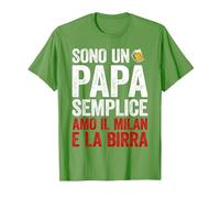 Sono Un papà Semplice Amo Il Milan e la Birra Maglietta, Uomo, Erba, L
