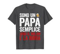 Sono Un papà Semplice Amo Il Milan e la Birra Maglietta, Uomo, Grigio Scuro, 5XL