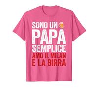 Sono Un papà Semplice Amo Il Milan e la Birra Maglietta, Uomo, Rosa mélange, L