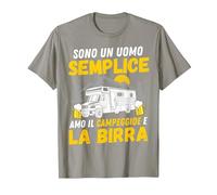 Sono Un Uomo Semplice Amo Il Campeggio e la Birra Camper Maglietta, Uomo, Ardesia, L