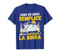 Sono Un Uomo Semplice Amo Il Campeggio e la Birra Camper Maglietta, Uomo, Blu Reale, XXL