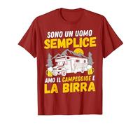 Sono Un Uomo Semplice Amo Il Campeggio e la Birra Camper Maglietta, Uomo, Mirtillo Rosso, XXL