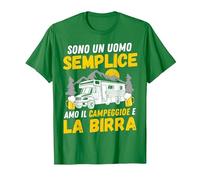 Sono Un Uomo Semplice Amo Il Campeggio e la Birra Camper Maglietta, Uomo, Verde Mela, XXL