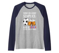 Sono Un Uomo Semplice Amo Il Genoa Maglia con Maniche Raglan