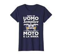 Sono Un Uomo Semplice Amo La Mia Moto E La Birra Maglietta, Donna, Navy, L