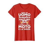 Sono Un Uomo Semplice Amo La Mia Moto E La Birra Maglietta, Donna, Rosso, 3XL