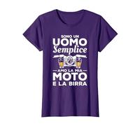 Sono Un Uomo Semplice Amo La Mia Moto E La Birra Maglietta, Donna, Viola, 3XL