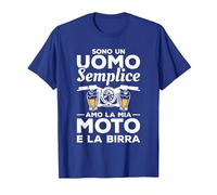 Sono Un Uomo Semplice Amo La Mia Moto E La Birra Maglietta, Uomo, Blu Reale, XL