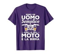Sono Un Uomo Semplice Amo La Mia Moto E La Birra Maglietta, Uomo, Viola, L