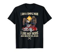 Sono Un Uomo Semplice Mi piacciono Gli Hot Rod e Credo in Jesus Eagle Maglietta