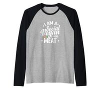 Sono Un Vegano Sociale Evito la Carne Maglia con Maniche Raglan