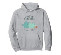 Sono Un Work in Progress Crescita lenta Motivazionale Felpa con Cappuccio, Unisex per Adulti, Grigio Melange, S