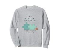 Sono Un Work in Progress Crescita lenta Motivazionale Felpa, Unisex per Adulti, Grigio Melange, XL