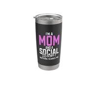 Sono una mamma e un assistente sociale Mamma Assistente sociale Bicchiere termico in acciaio inox doppia parete