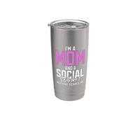 Sono una mamma e un assistente sociale Mamma Assistente sociale Bicchiere termico in acciaio inox doppia parete