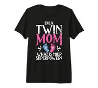 Sono Una Mamma gemella Qual è la Tua Superpotenza Twin Mom Maglietta Premium