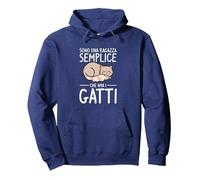 Sono Una Ragazza Semplice Che AMA I Gatti Felpa con Cappuccio, Unisex per Adulti, Navy, S
