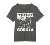 Sono Una Ragazza Semplice Che AMA Il Gorilla Maglietta, Donna Plus-Size, Asfalto, 5X