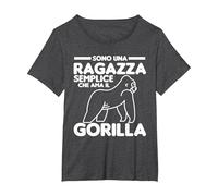 Sono Una Ragazza Semplice Che AMA Il Gorilla Maglietta, Donna Plus-Size, Grigio Scuro, 6X